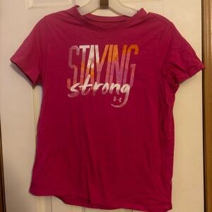 Pink Under Armour Loose T-Shirt with Graphic - YLG/Women’s Small